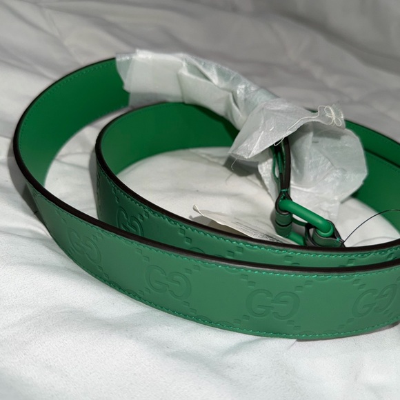 Gucci Green Embossed Leather Belt - Picture 8 of 8